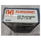 20- ROUNDS OF HORNADY SUBSONIC 450 BUSHMASTER AMMO