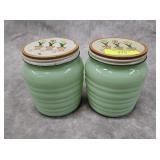 PAIR OF 4.5' FIRE-KING JADEITE TULIP JARS