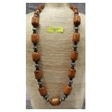 30' BALTIC HONEY AMBER & SILVER TRIBAL NECKLACE
