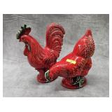 PAIR OF 11' HAEGER POTTERY CHICKEN FIGURES