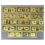 Gold-Toned U.S. Banknote Set