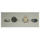 (4) Sterling Silver Rings