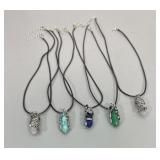 (5) Crystal Pendants W/ Necklace