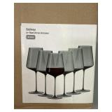 (6) New Joy Jolt Crystal Smoke Wine Glasses