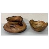 (2) Handmade Live Edge Wood Burl Bowls