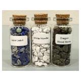(3) Glass Jars of Semi-Precious Stones