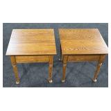 (2) Oak End Tables w/ Storage