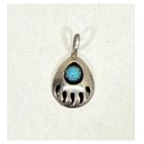 Sterling Silver & Turquoise Bear Paw Pendant