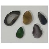 (5) Polished Agate Cabochons