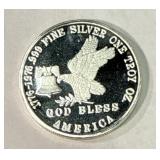 One Ounce Silver Round: God Bless America