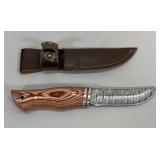 Fixed Blade Damascus Knife w/ Sheath