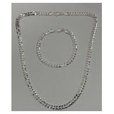 Sterling Silver Cuban Chain & Bracelet
