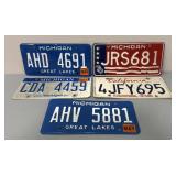(4) Michigan & (1) California License Plates