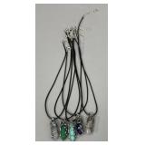 (5) Stone Pendants on Black Cord Necklaces