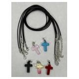 (5) Gemstone Cross Pendants W/ Necklaces #1