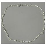 Monet Silvertone Necklace W/ Faux Pearls/Diamonds