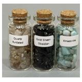 (3) Jars of Semi-Precious Gemstones