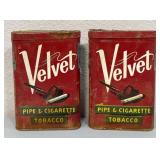 (2) Vintage Velvet Tobacco Tins