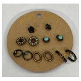 (6) Leather & Turquoise Like Bracelets & Earrings