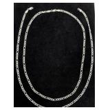 (2) Sterling Silver Figaro Chains