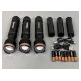 (3) Rechargeable & Battery Duracell Flashlights