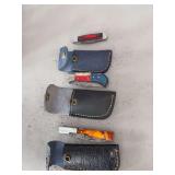 Set of 3 pocket knives w/ sheaths