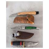 Set of 3 knives w/ 2 sheaths