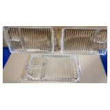 3 Clear Glass Divided Serving Trays