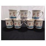 Set of 7 Vintage Love Mug Inc. Tulip Mugs