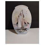Vintage 1980s Sailboat Ceramic Cutout Vase