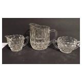Indiana Glass Diamond Point Pitcher and Set