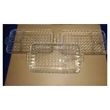 Five Clear Glass Serving Trays