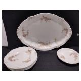 Antique Haviland Limoges Floral Platter & Plates
