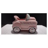 Vintage Pink Ceramic Pedal Car Planter Figurine