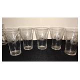 Set of 5 Vintage Etched Flower Glass Tumblers