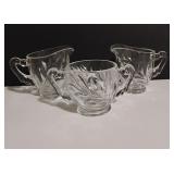 Indiana Glass Willow Clear Creamer & Sugar Set