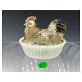 Rooster on Wide Rim Base