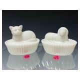 Set of Two: Dog and Cat on Wide Rib Base