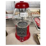 Red Metal and Glass Gumball Machine
