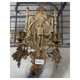 Ornate Brass Wall Sconce with Figure