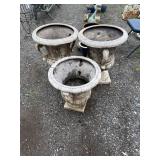 Three plastic Garden Urns