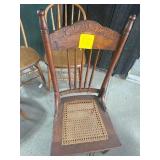 Wooden Press-Back Chair with Caning