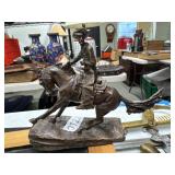 7' inch Metal Horse Cowboy Statue by Franklin Mint
