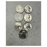 7 Washington Silver Quarters