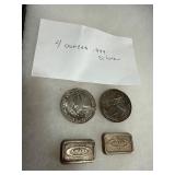 4 Ounces of .999 Fine Silver Bars & Coins