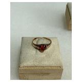 Small Gold Ring with Red Stone