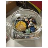 Glass Jar With Assorted Vintage Buttons