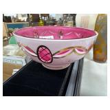 Pink Glass Bowl With Gold Accents