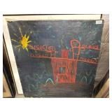 Child-Like Artwork on Wooden Frame
