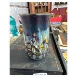 Art Glass Cup with Multicolor Design